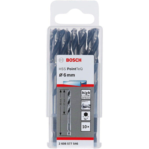 Bosch HSS spiralna burgija PointTeQ 6,0 mm sa šestougaonim HEX prihvatom pakovanje od 10 komada - 2608577546 Burgija HSS BOSCH Madras doo Beograd