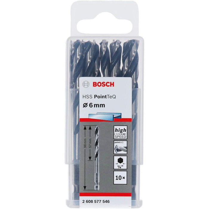 Bosch HSS spiralna burgija PointTeQ 6,0 mm sa šestougaonim HEX prihvatom pakovanje od 10 komada - 2608577546 Burgija HSS BOSCH Madras doo Beograd
