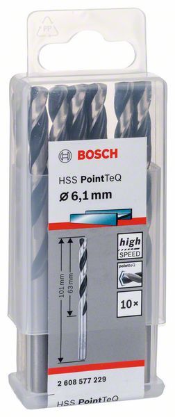Bosch HSS spiralna burgija PointTeQ 6,1 mm paket od 10 komada Burgija HSS BOSCH Madras doo Beograd