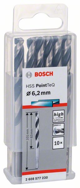 Bosch HSS spiralna burgija PointTeQ 6,2 mm paket od 10 komada Burgija HSS BOSCH Madras doo Beograd