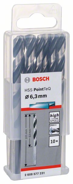 Bosch HSS spiralna burgija PointTeQ 6,3 mm paket od 10 komada Burgija HSS BOSCH Madras doo Beograd