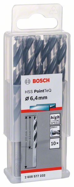 Bosch HSS spiralna burgija PointTeQ 6,4 mm paket od 10 komada Burgija HSS BOSCH Madras doo Beograd