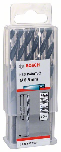 Bosch HSS spiralna burgija PointTeQ 6,5 mm paket od 10 komada Burgija HSS BOSCH Madras doo Beograd