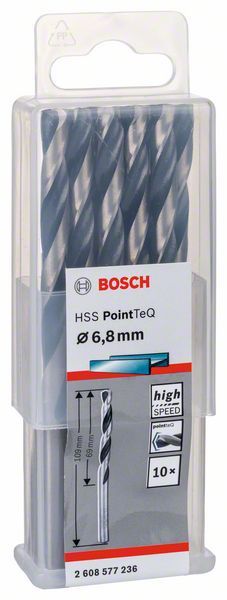 Bosch HSS spiralna burgija PointTeQ 6,8 mm paket od 10 komada Burgija HSS BOSCH Madras doo Beograd