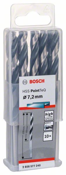 Bosch HSS spiralna burgija PointTeQ 7,2 mm paket od 10 komada Burgija HSS BOSCH Madras doo Beograd