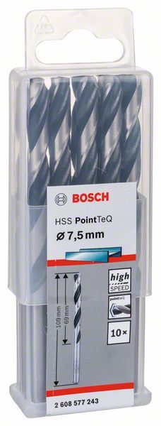 Bosch HSS spiralna burgija PointTeQ 7,5 mm paket od 10 komada Burgija HSS BOSCH Madras doo Beograd