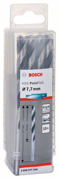 Bosch HSS spiralna burgija PointTeQ 7,7 mm paket od 10 komada Burgija HSS BOSCH Madras doo Beograd