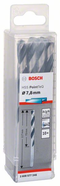 Bosch HSS spiralna burgija PointTeQ 7,8 mm paket od 10 komada Burgija HSS BOSCH Madras doo Beograd