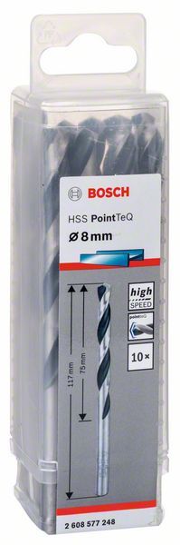 Bosch HSS spiralna burgija PointTeQ 8,0 mm paket od 10 komada Burgija HSS BOSCH Madras doo Beograd