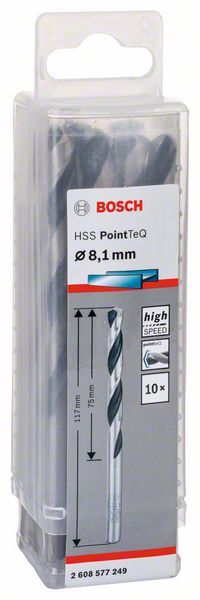 Bosch HSS spiralna burgija PointTeQ 8,1 mm paket od 10 komada Burgija HSS BOSCH Madras doo Beograd