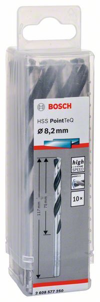 Bosch HSS spiralna burgija PointTeQ 8,2 mm paket od 10 komada Burgija HSS BOSCH Madras doo Beograd