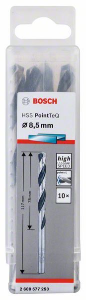 Bosch HSS spiralna burgija PointTeQ 8,5 mm paket od 10 komada Burgija HSS BOSCH Madras doo Beograd