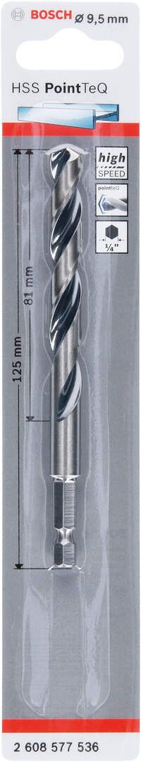 Bosch HSS spiralna burgija PointTeQ 9,5 mm sa šestougaonim HEX prihvatom pakovanje od 1 komada - 2608577536 Burgija HSS BOSCH Madras doo Beograd