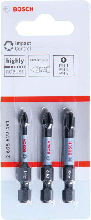 Bosch Impact Control 3-delni set bitova PH1 / PH2 / PH3 dužine 50mm (2608522491) Set bitova BOSCH BOSCH-2608522491 Madras doo Beograd