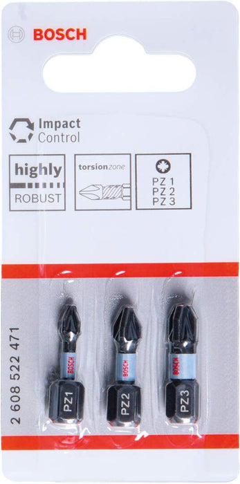 Bosch Impact Control 3-delni set bitova PZ1 / PZ2 / PZ3 dužine 25mm (2608522471) Set bitova BOSCH BOSCH-2608522471 Madras doo Beograd