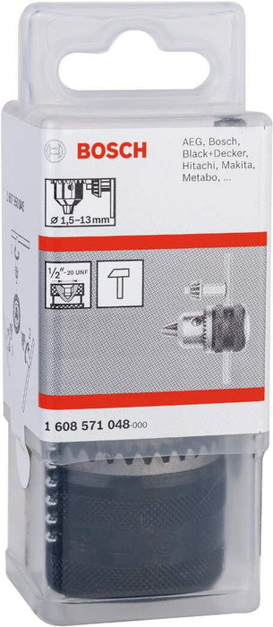 Bosch klasična stezna glava do 13 mm Prečnik 1,5 - 13 mm; prihvat 1/2" - 20 - 1608571048 Stezna glava BOSCH BOSCH-1608571048 Madras doo Beograd