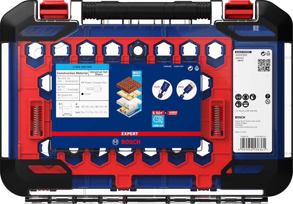 Bosch Komplet EXPERT Construction Material testera za otvore od 20/25/32/38/51/64 mm, 10-delni - 2608900490 Set testera za otvore BOSCH Madras doo Beograd