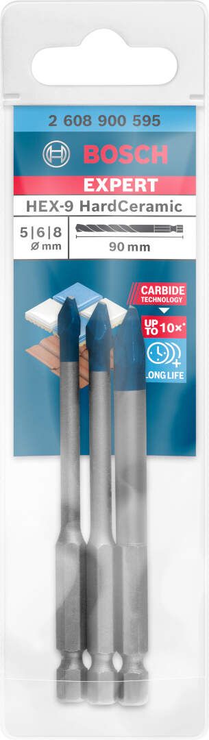 Bosch Komplet EXPERT HardCeramic HEX-9 burgija od 5/6/8 mm, 3-delni - 2608900595 Komplet burgija za keramiku BOSCH Madras doo Beograd