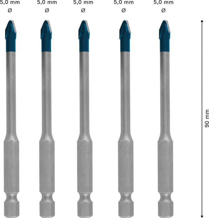 Bosch Komplet EXPERT HEX-9 HardCeramic burgija za crep od 5 mm, 5-delni - 2608900598 Komplet burgija za keramiku BOSCH Madras doo Beograd