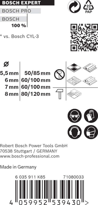 Bosch Komplet EXPERT MultiConstruction CYL-9 burgija 5,5/6/7/8 mm, 4-delni - 2608900650 Komplet burgija BOSCH Madras doo Beograd