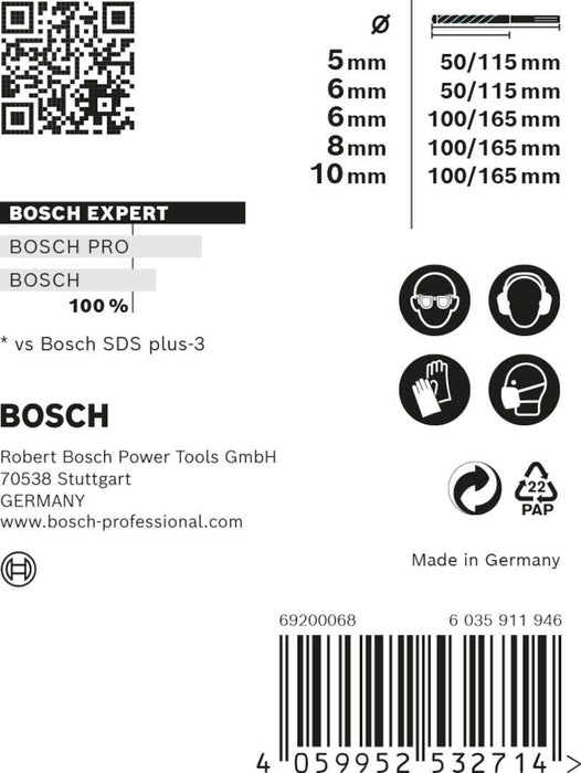 Bosch Komplet EXPERT SDS plus-7X burgija za udarne bušilice od 5/6/6/8/10 mm, 5-delni - 2608900197 Komplet burgija BOSCH Madras doo Beograd