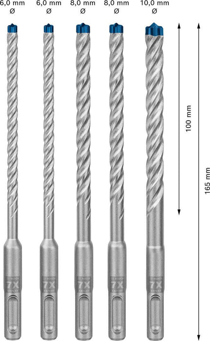 Bosch Komplet EXPERT SDS plus-7X burgija za udarne bušilice od 6/6/8/8/10 mm, 5-delni - 2608900198 Komplet burgija BOSCH Madras doo Beograd