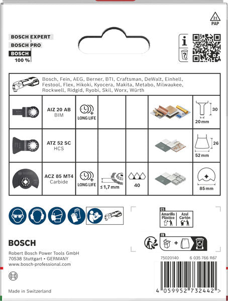 BOSCH Komplet oštrica za pločice, 3 kom. - Komplet pribora RBB- 3ER SET OMT TS TU10 (2608669332) Madras doo Beograd Madras doo Beograd