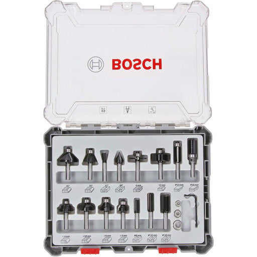 Bosch komplet raznih glodala, 15 komada, prihvat od 6 mm - 2607017471 Set glodala BOSCH BOSCH-2607017471 Madras doo Beograd