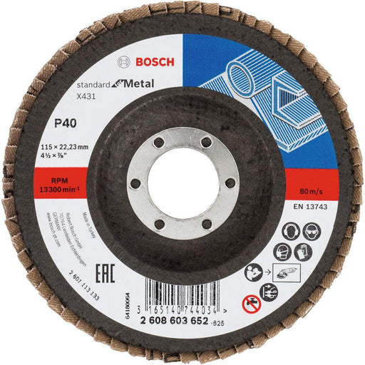 Bosch lamelni brusni disk X431, Standard for Metal 115 mm, 22,23 mm, 40 - 2608603652 Lamelni brusni disk BOSCH Madras doo Beograd