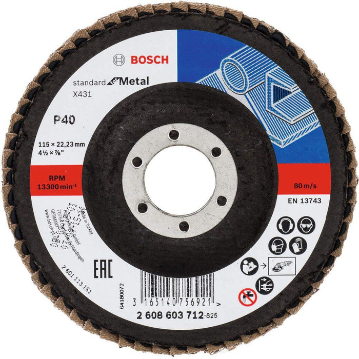 Bosch lamelni brusni disk X431, Standard for Metal 115 mm, 22,23 mm, 40 - 2608603712 Lamelni brusni disk BOSCH Madras doo Beograd