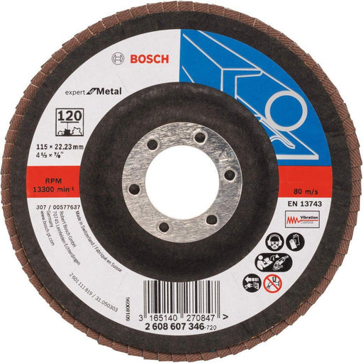 Bosch lamelni brusni disk X551, Expert for Metal Prečnik 115 mm; granulacija 120, kolenasti - 2608607346 Lamelni brusni disk BOSCH BOSCH-2608607346 Madras doo Beograd