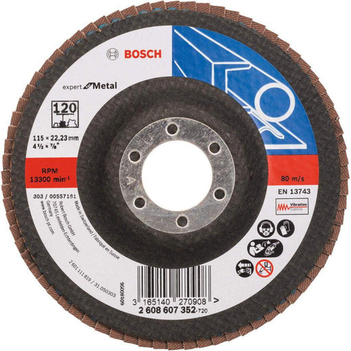 Bosch lamelni brusni disk X551, Expert for Metal Prečnik 115 mm; granulacija 120, kolenasti - 2608607352 Lamelni brusni disk BOSCH BOSCH-2608607352 Madras doo Beograd