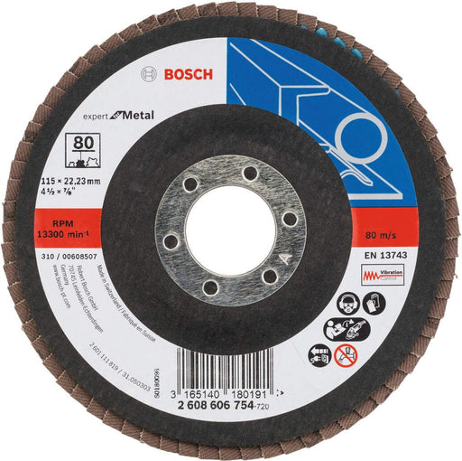 Bosch lamelni brusni disk X551, Expert for Metal Prečnik 115 mm; granulacija 80, kolenasti - 2608606754 Lamelni brusni disk BOSCH Madras doo Beograd