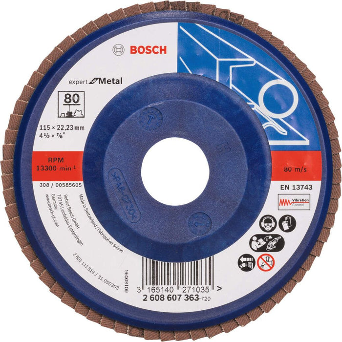 Bosch lamelni brusni disk X551, Expert for Metal Prečnik 115 mm; granulacija 80, ravni - 2608607363 Lamelni brusni disk BOSCH BOSCH-2608607363 Madras doo Beograd