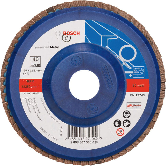 Bosch lamelni brusni disk X551, Expert for Metal Prečnik 125 mm; granulacija 40, ravni - 2608607365 Lamelni brusni disk BOSCH BOSCH-2608607365 Madras doo Beograd