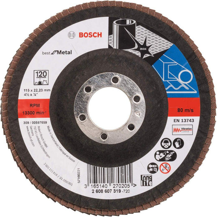 Bosch lamelni brusni disk X571, Best for Metal Prečnik 115 mm; granulacija 120, kolenasti - 2608607319 Lamelni brusni disk BOSCH BOSCH-2608607319 Madras doo Beograd