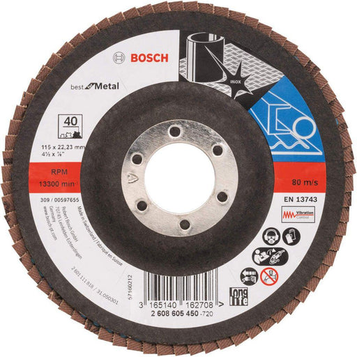 Bosch lamelni brusni disk X571, Best for Metal Prečnik 115 mm; granulacija 40, kolenasti - 2608605450 Lamelni brusni disk BOSCH BOSCH-2608605450 Madras doo Beograd