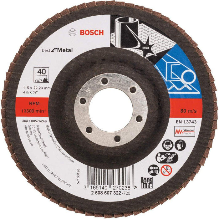 Bosch lamelni brusni disk X571, Best for Metal Prečnik 115 mm; granulacija 40, ravni - 2608607322 Lamelni brusni disk BOSCH Madras doo Beograd
