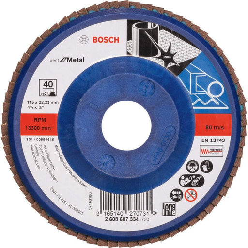 Bosch lamelni brusni disk X571, Best for Metal Prečnik 115 mm; granulacija 40, ravni - 2608607334 Lamelni brusni disk BOSCH Madras doo Beograd
