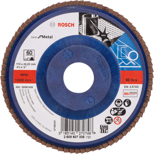 Bosch lamelni brusni disk X571, Best for Metal Prečnik 115 mm; granulacija 60, ravni - 2608607335 Lamelni brusni disk BOSCH BOSCH-2608607335 Madras doo Beograd