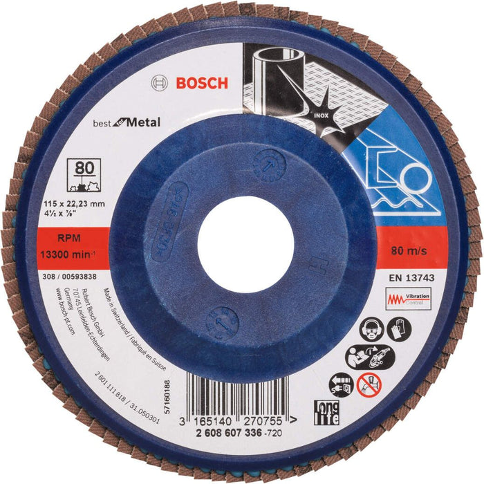 Bosch lamelni brusni disk X571, Best for Metal Prečnik 115 mm; granulacija 80, ravni - 2608607336 Lamelni brusni disk BOSCH BOSCH-2608607336 Madras doo Beograd