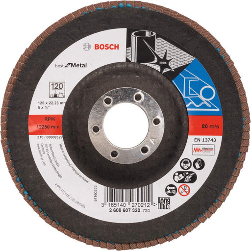 Bosch lamelni brusni disk X571, Best for Metal Prečnik 125 mm; granulacija 120, kolenasti - 2608607320 Lamelni brusni disk BOSCH Madras doo Beograd