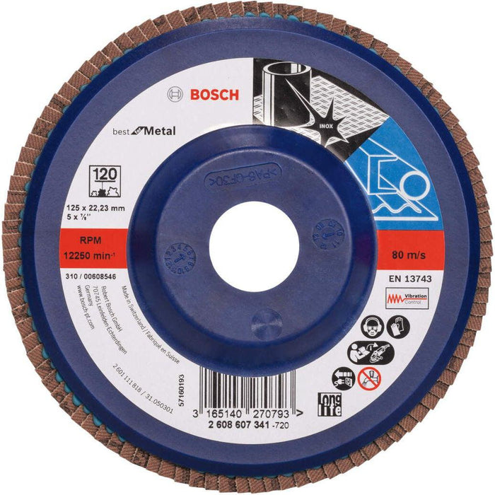 Bosch lamelni brusni disk X571, Best for Metal Prečnik 125 mm; granulacija 120, ravni - 2608607341 Lamelni brusni disk BOSCH Madras doo Beograd