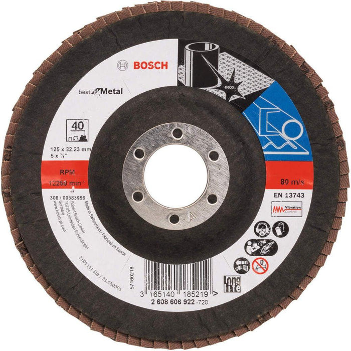 Bosch lamelni brusni disk X571, Best for Metal Prečnik 125 mm; granulacija 40, kolenasti - 2608606922 Lamelni brusni disk BOSCH Madras doo Beograd