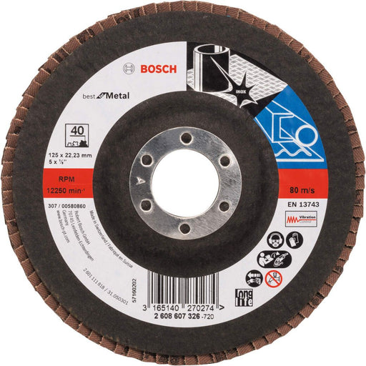 Bosch lamelni brusni disk X571, Best for Metal Prečnik 125 mm; granulacija 40, ravni - 2608607326 Lamelni brusni disk BOSCH Madras doo Beograd