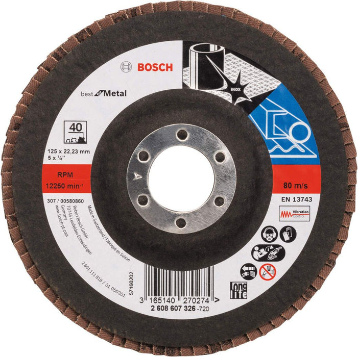 Bosch lamelni brusni disk X571, Best for Metal Prečnik 125 mm; granulacija 40, ravni - 2608607326 Lamelni brusni disk BOSCH Madras doo Beograd