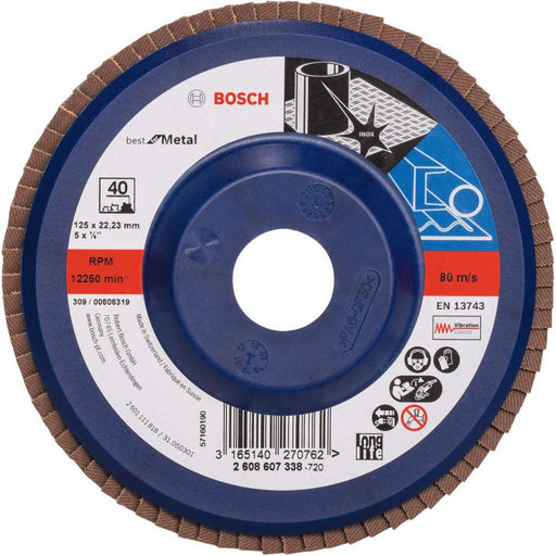 Bosch lamelni brusni disk X571, Best for Metal Prečnik 125 mm; granulacija 40, ravni - 2608607338 Lamelni brusni disk BOSCH BOSCH-2608607338 Madras doo Beograd