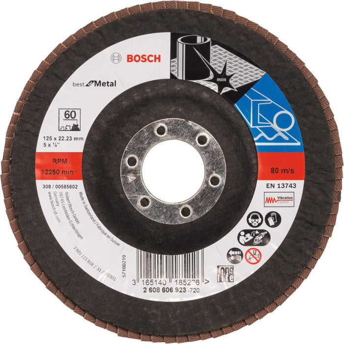 Bosch lamelni brusni disk X571, Best for Metal Prečnik 125 mm; granulacija 60, kolenasti - 2608606923 Lamelni brusni disk BOSCH Madras doo Beograd