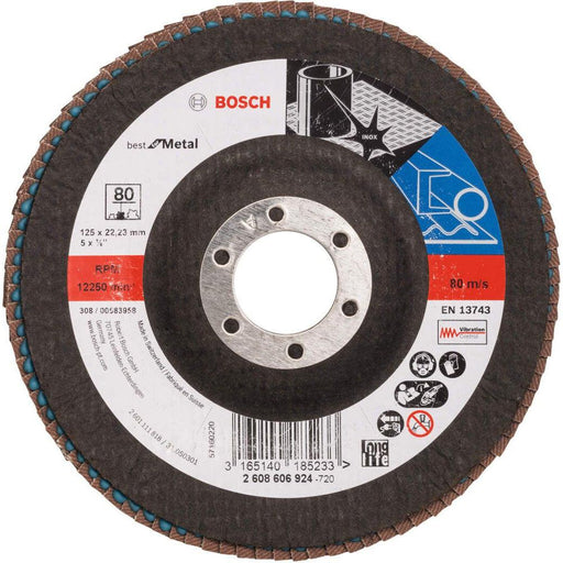 Bosch lamelni brusni disk X571, Best for Metal Prečnik 125 mm; granulacija 80, kolenasti - 2608606924 Lamelni brusni disk BOSCH Madras doo Beograd