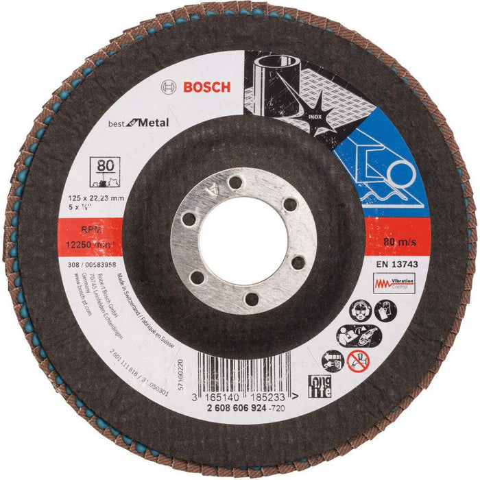 Bosch lamelni brusni disk X571, Best for Metal Prečnik 125 mm; granulacija 80, kolenasti - 2608606924 Lamelni brusni disk BOSCH Madras doo Beograd